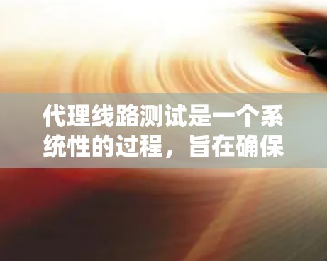 代理线路测试是一个系统性的过程，旨在确保代理线路的稳定性和可靠性。以下是对代理线路测试的详细总结