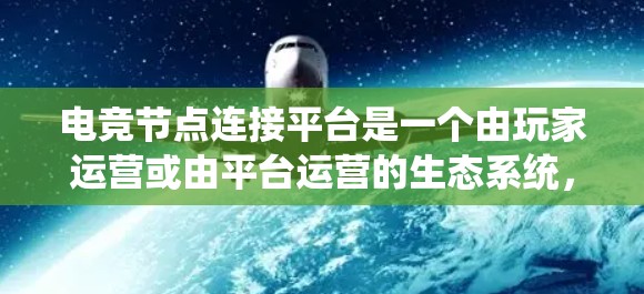 电竞节点连接平台是一个由玩家运营或由平台运营的生态系统，旨在连接和管理电竞节点以确保平台的稳定性和用户体验。以下是对这一概念的详细分析