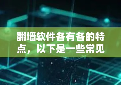 翻墙软件各有各的特点,以下是一些常见的版本和推荐,供您参考 翻墙软件各有各的特点,以下是一些常见的版本和推荐,供您参考