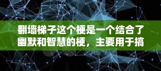 翻墙梯子这个梗是一个结合了幽默和智慧的梗，主要用于搞笑地调侃使用梯子来拆墙和建造房子的行为。以下是对此梗的详细分析和建议