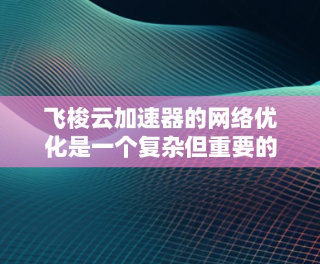 飞梭云加速器的网络优化是一个复杂但重要的任务,目的是确保其高效、安全、可扩展并满足用户需求。以下是一些优化的关键点和建议 飞梭云加速器的网络优化是一个复杂但重要的任务,目的是确保其高效、安全、可扩展并满足用户需求。以下是一些优化的关键点和建议