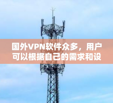 国外VPN软件众多，用户可以根据自己的需求和设备特点选择合适的软件。以下是一些常见的国外VPN软件推荐，根据评价、功能和推荐程度进行分类